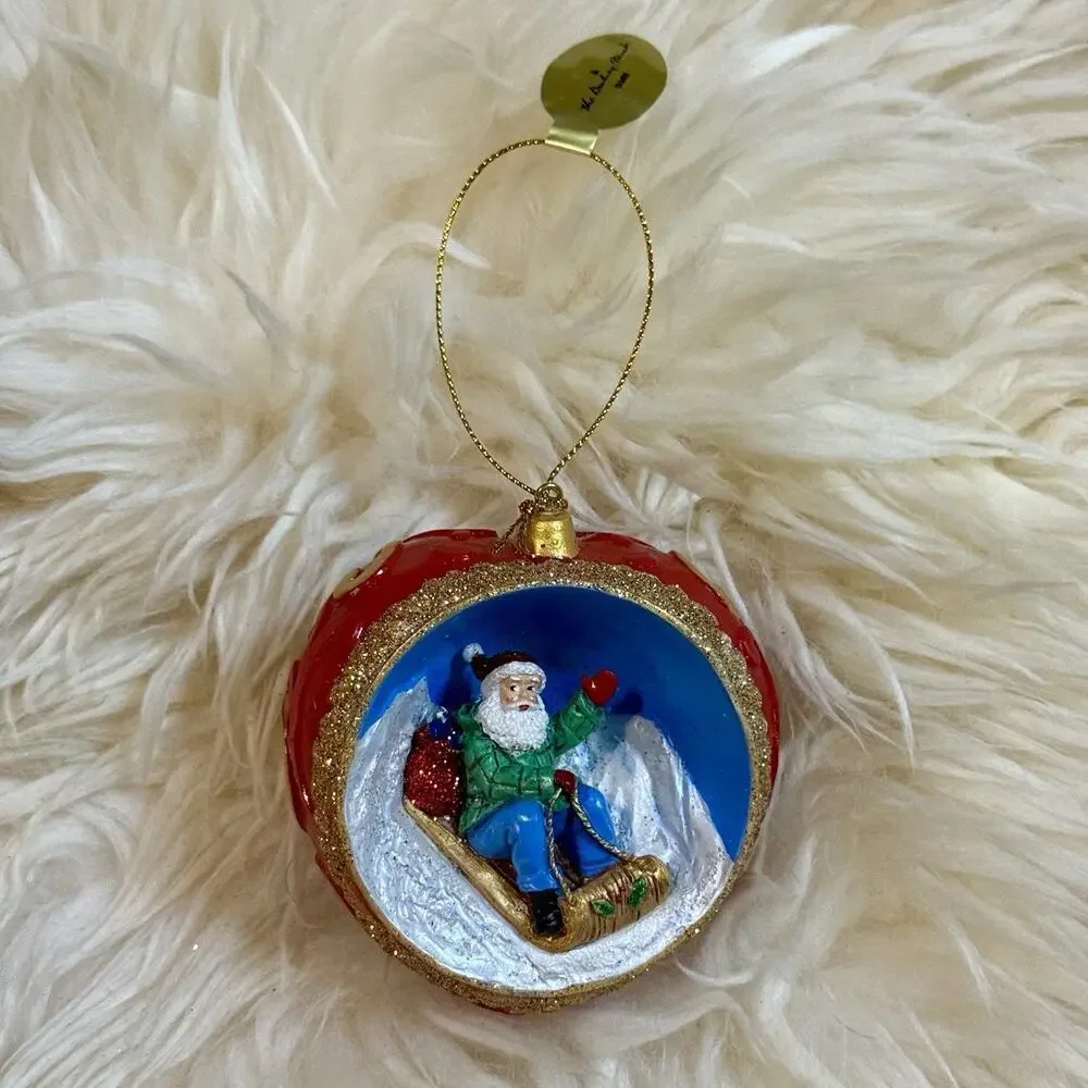 Danbury Mint Santa At The North Pole Sleigh Ride Christmas Ornament Collectible